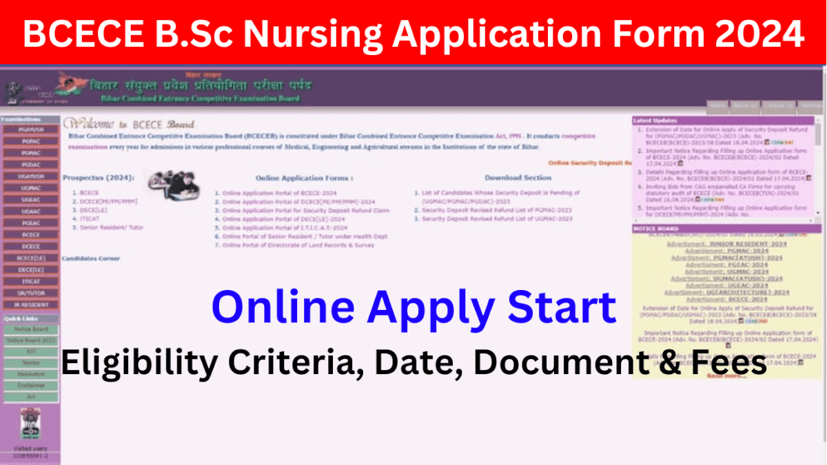 BCECE B.Sc nursing application form 2024