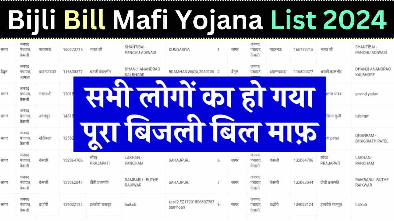 Bijli Bill Mafi Yojana List 2024